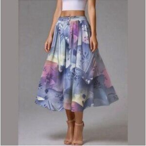 Vintage Escada Nordic Fairy Winter Scene Maxi Skirt S Wool Blend Snowflake Star
